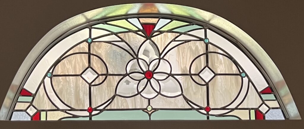 Transom, stained glass, 14.5" x 32"