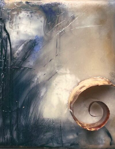 Swirl, 3" x 3", encaustic on canvas