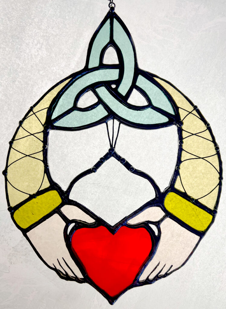 Claddagh, Stained Glass, 13" x 7"