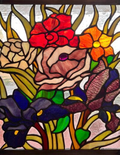 Flowers, Stained Glass, 13" x 11"