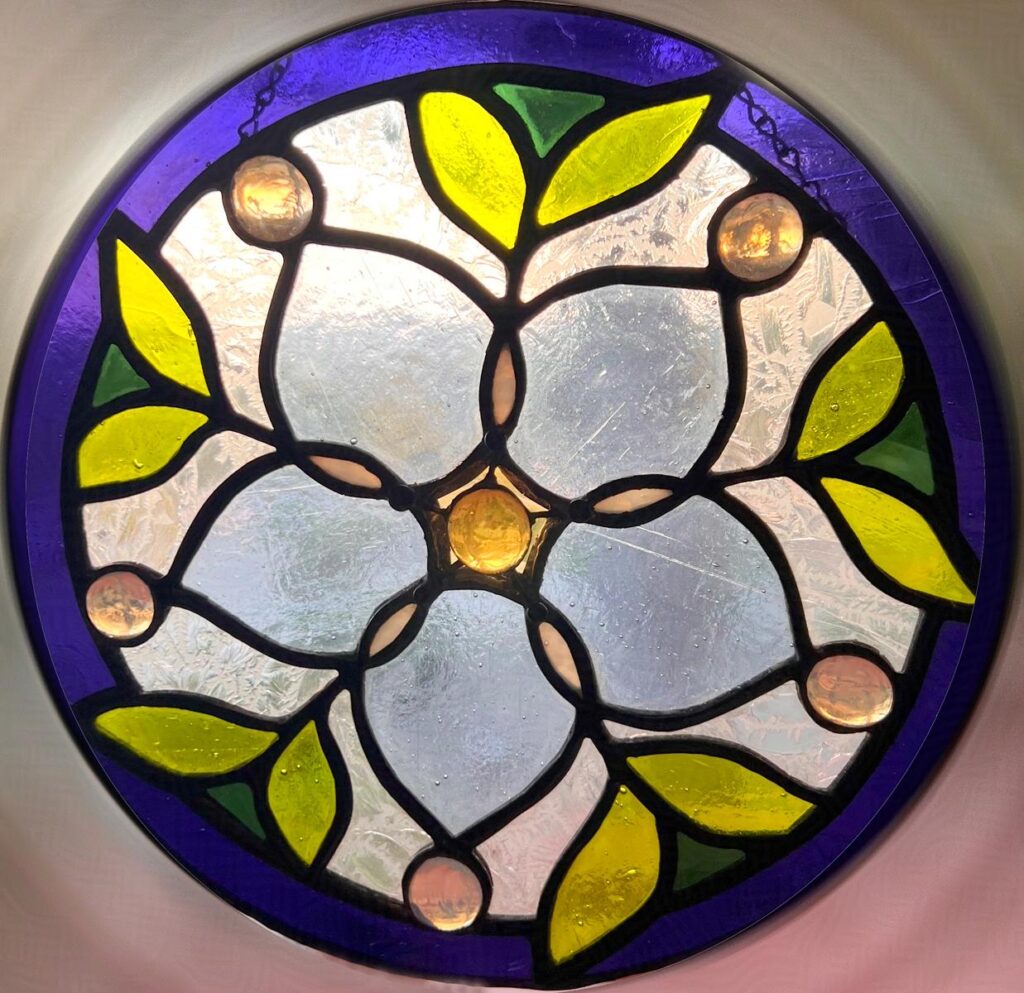 Forget-Me-Not, Stained Glass, 8.25" diameter