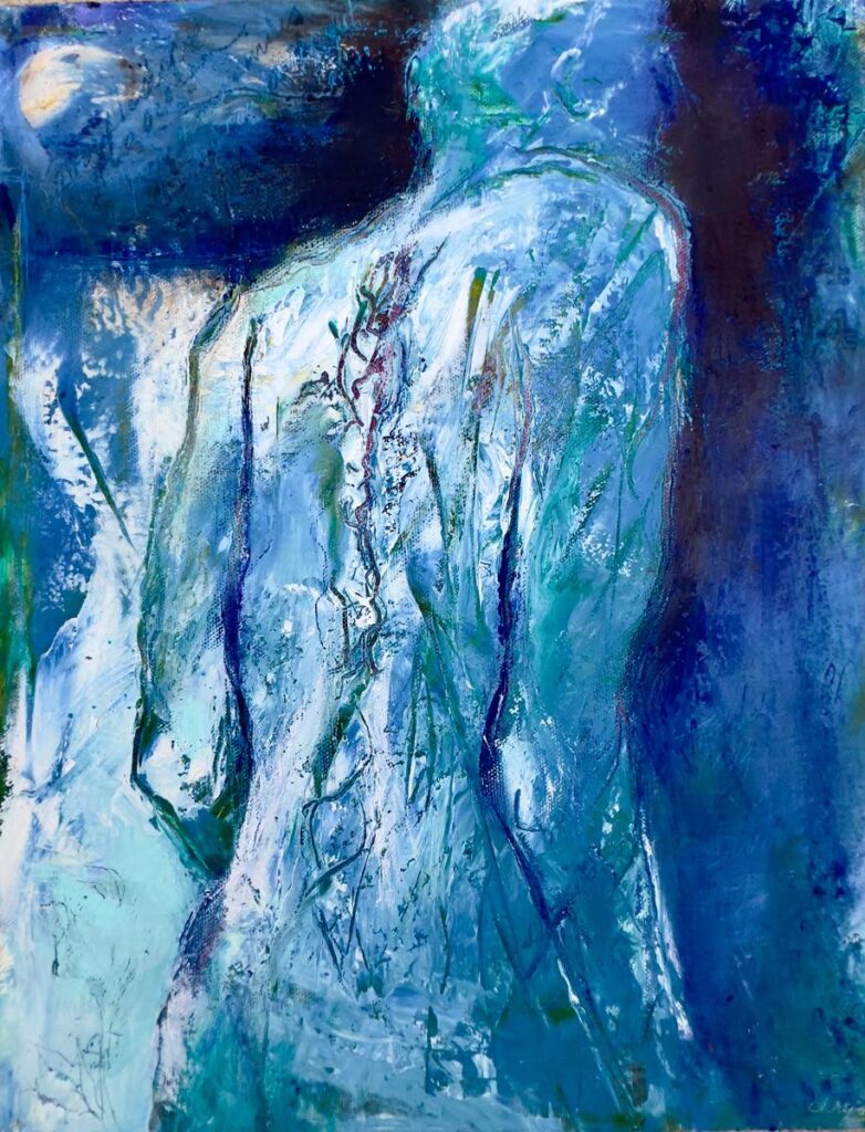 The Weight Of The Sky. Oil and cold wax on cradled wood panel. 12" x 16"